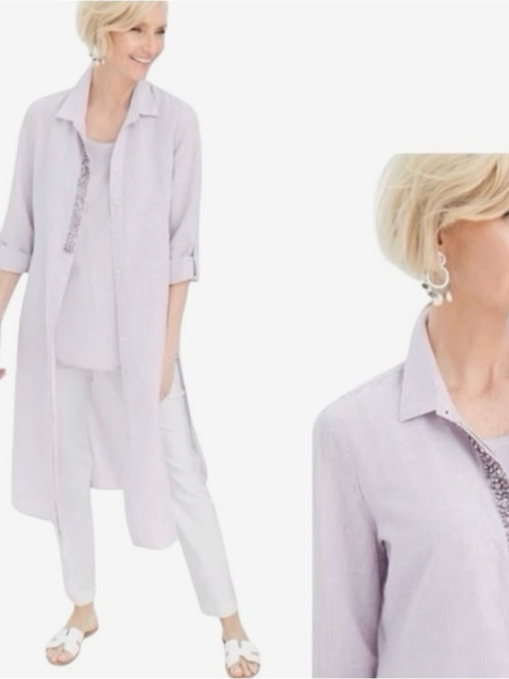 Chico's linen striped Long tunic